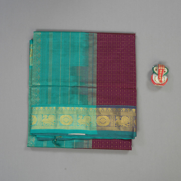 Hayagrivas Handloom Pure Silk Cotton Saree in Regal Dark Purple KBE401E13-3