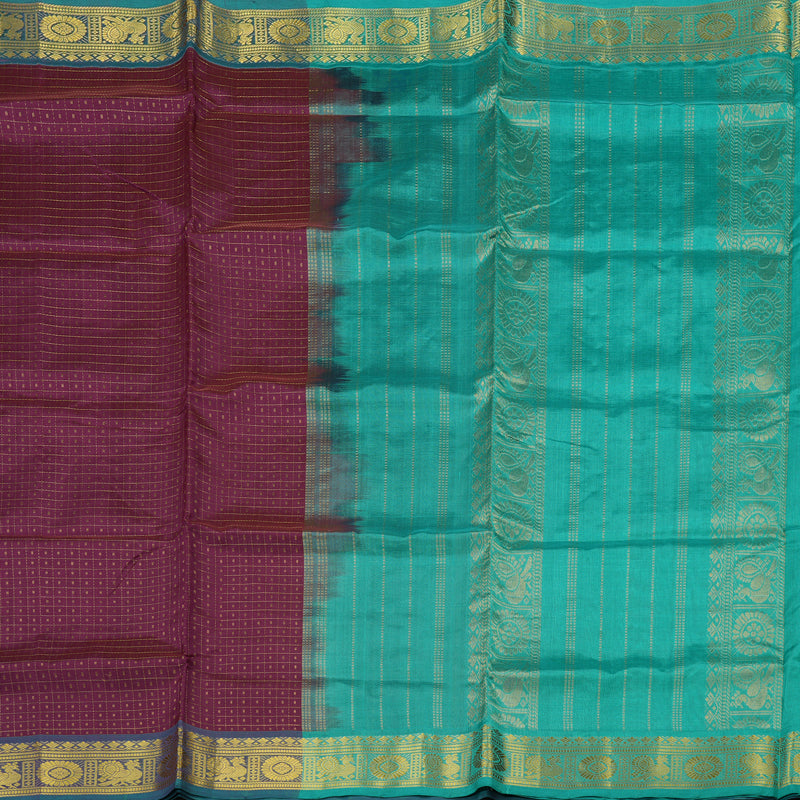 Hayagrivas Handloom Pure Silk Cotton Saree in Regal Dark Purple KBE401E13-3