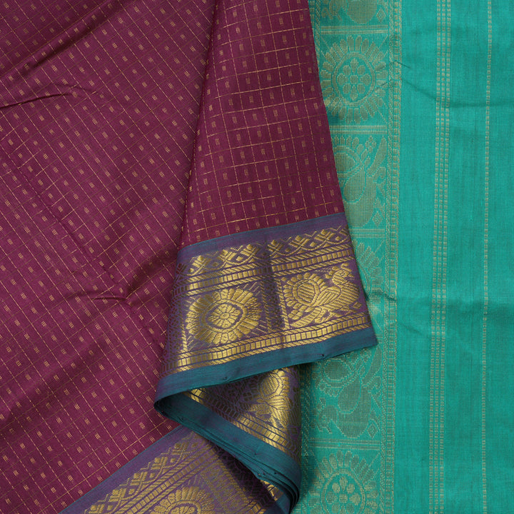 Hayagrivas Handloom Pure Silk Cotton Saree in Regal Dark Purple KBE401E13-3