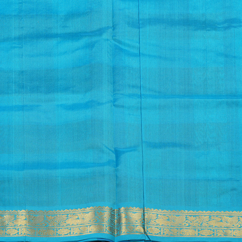 Hayagrivas Handloom kanjivaram silk cotton saree in Sky blue with blue checks KBE401E14-4