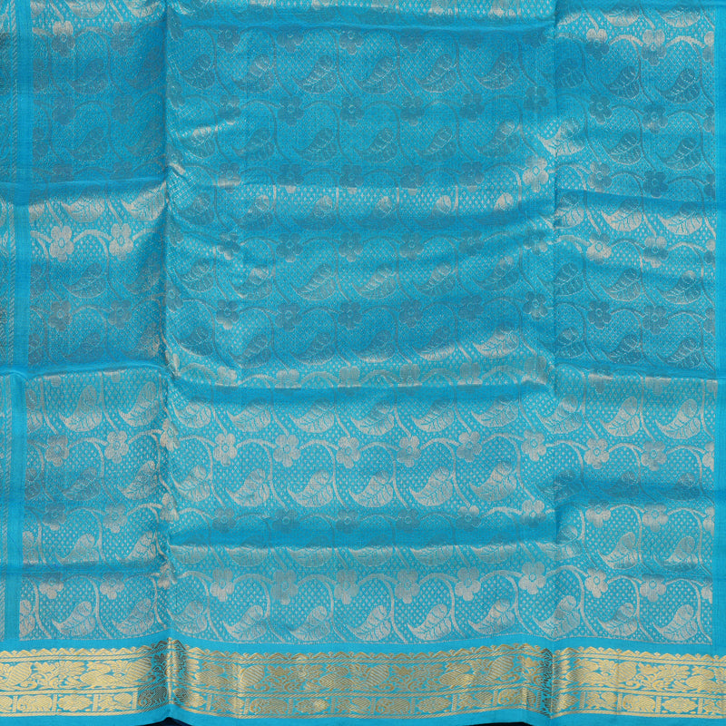 Hayagrivas Handloom kanjivaram silk cotton saree in Sky blue with blue checks KBE401E14-4