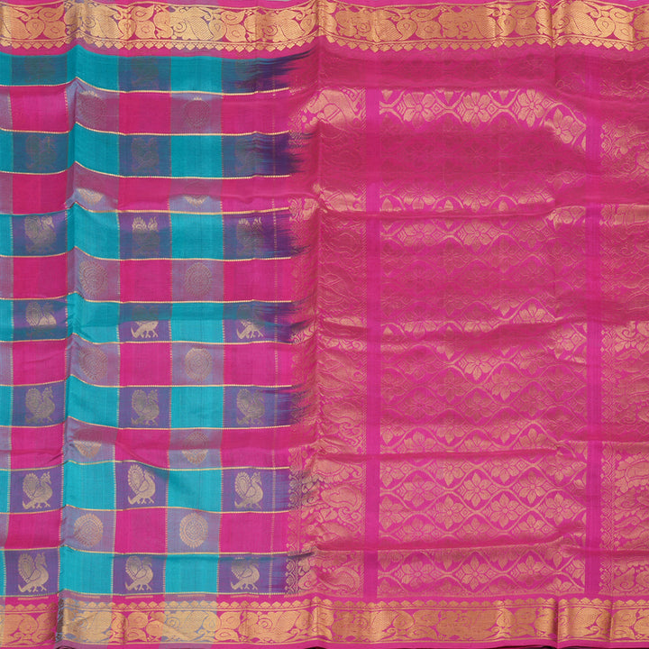 Hayagrivas Handloom Pure Silk Cotton Saree in Multi colour checks with Pink KBE401E14-5