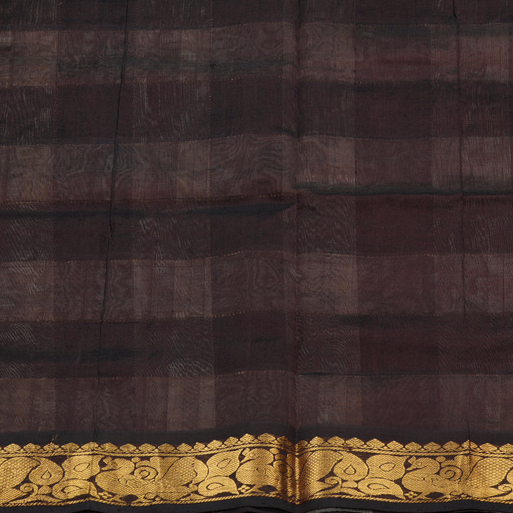 Hayagrivas Handloom Pure Silk Cotton Saree in Sandal with Brown Checks KBE401E14-6
