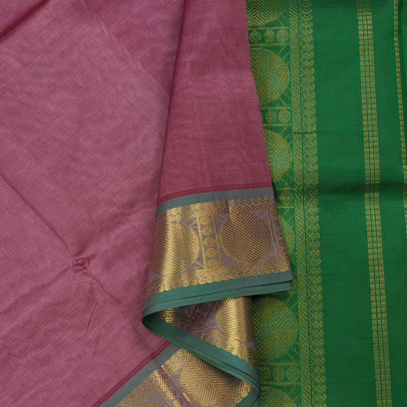 Hayagrivas Handloom Pure Silk Cotton Saree in Lustrous Onion Pink KBE401E2-2
