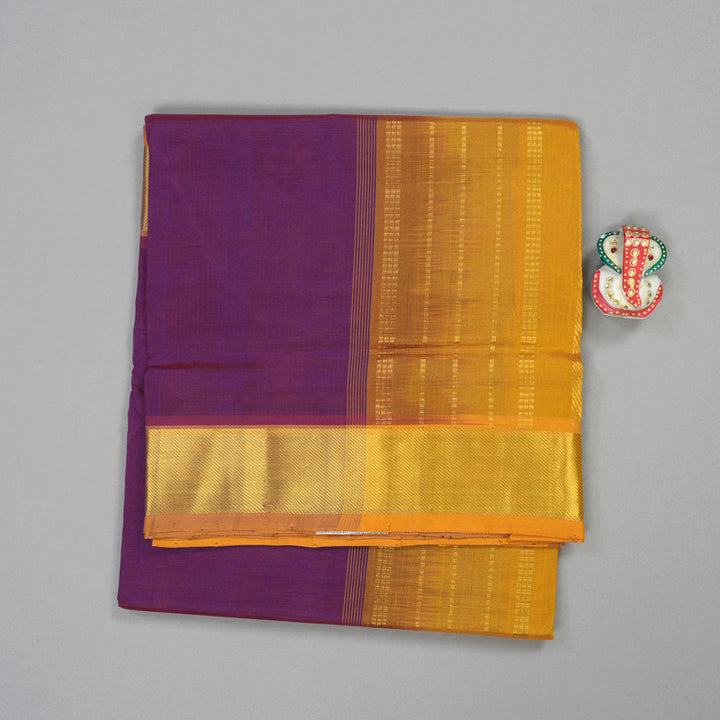 Hayagrivas Handloom Silk Cotton Saree in attractive Purple With Mustard Yellow KBE401E2-26