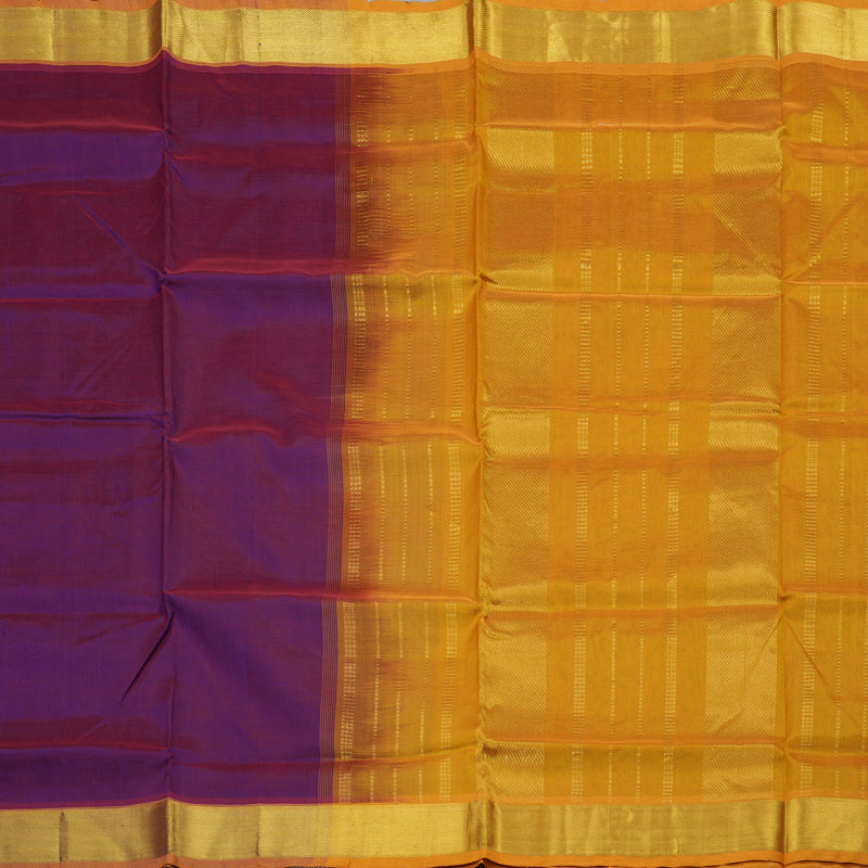 Hayagrivas Handloom Silk Cotton Saree in attractive Purple With Mustard Yellow KBE401E2-26