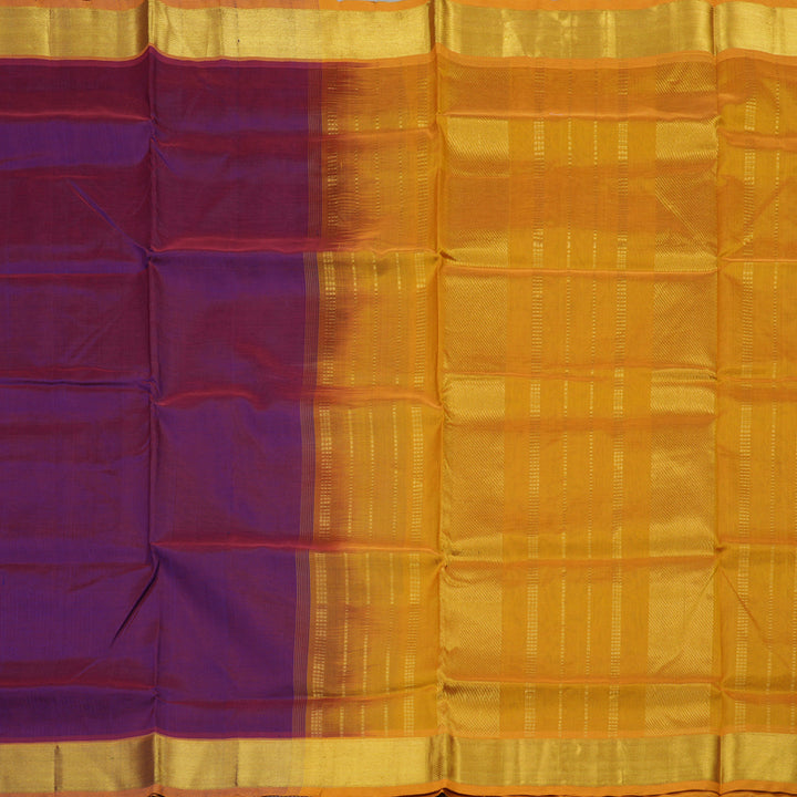 Hayagrivas Handloom Silk Cotton Saree in attractive Purple With Mustard Yellow KBE401E2-26