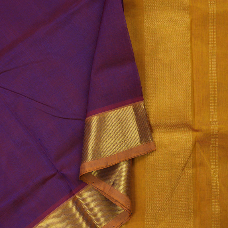 Hayagrivas Handloom Silk Cotton Saree in attractive Purple With Mustard Yellow KBE401E2-26