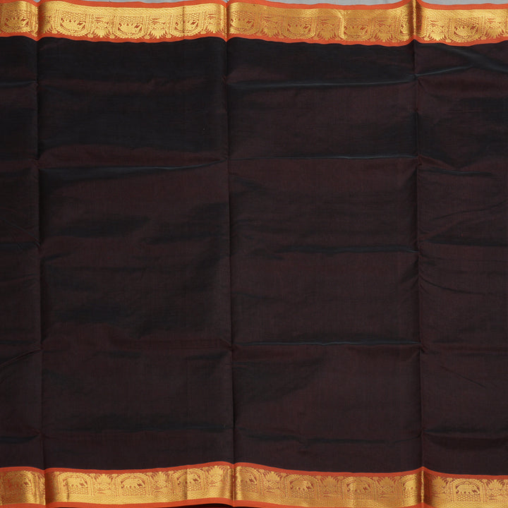 Hayagrivas Handloom Pure Silk Cotton Saree in Striking Dark Brown KBE401E2-29