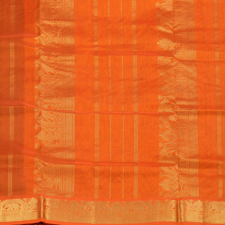Hayagrivas Handloom Pure Silk Cotton Saree in Striking Dark Brown KBE401E2-29