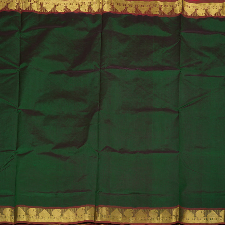 Hayagrivas Handloom Pure  Silk Cotton Saree in rich Bottle green with Red KBE401E2-32