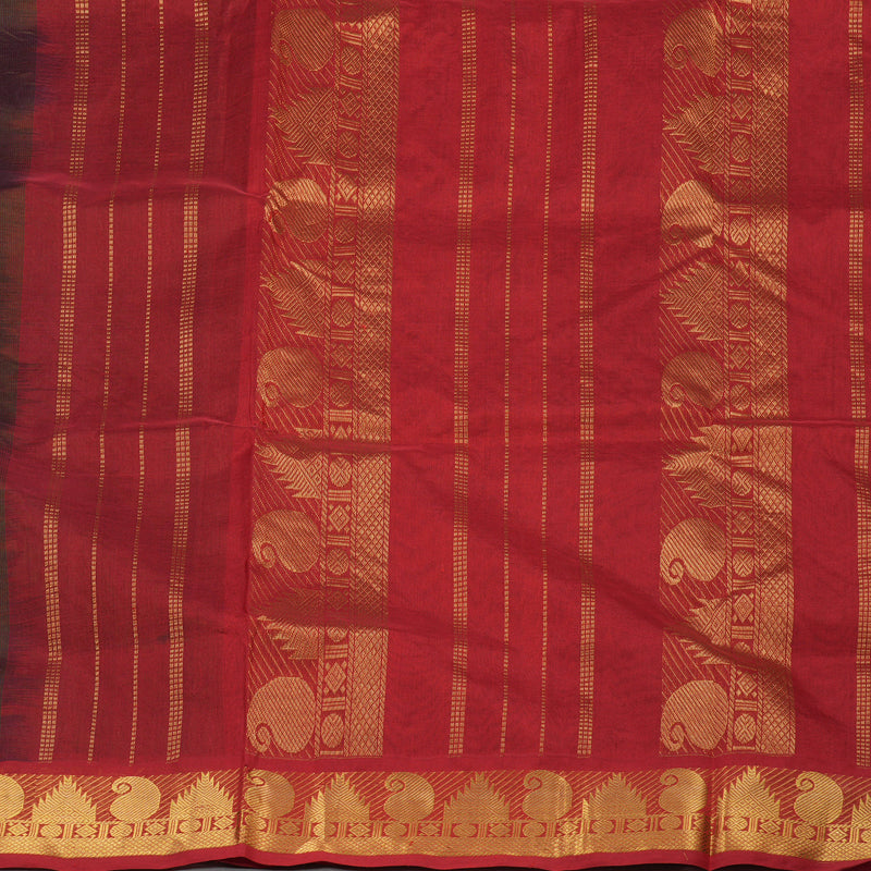 Hayagrivas Handloom Pure  Silk Cotton Saree in rich Bottle green with Red KBE401E2-32