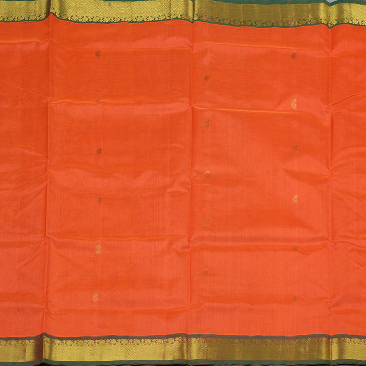 Hayagrivas Handloom Pure Silk Cotton Saree in Cheerful Peach Orange KBE401E3-11