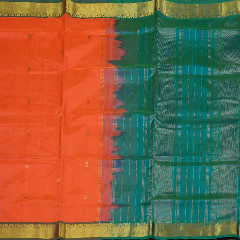 Hayagrivas Handloom Pure Silk Cotton Saree in Cheerful Peach Orange KBE401E3-11