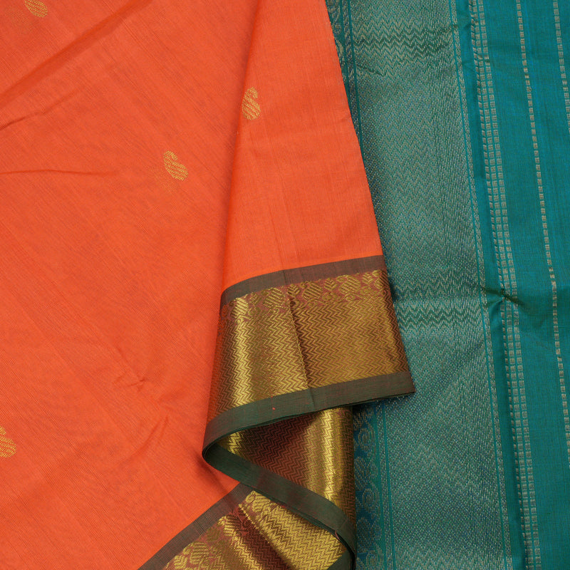 Hayagrivas Handloom Pure Silk Cotton Saree in Cheerful Peach Orange KBE401E3-11
