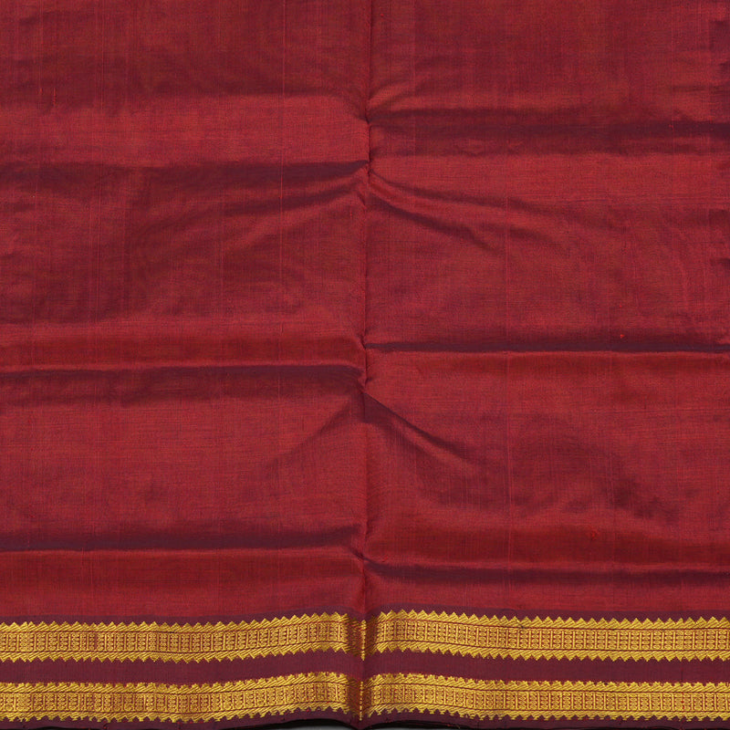 Hayagrivas Handloom Kanjivaram silk cotton saree in Dual tone with wine maroon KBE401E3-20