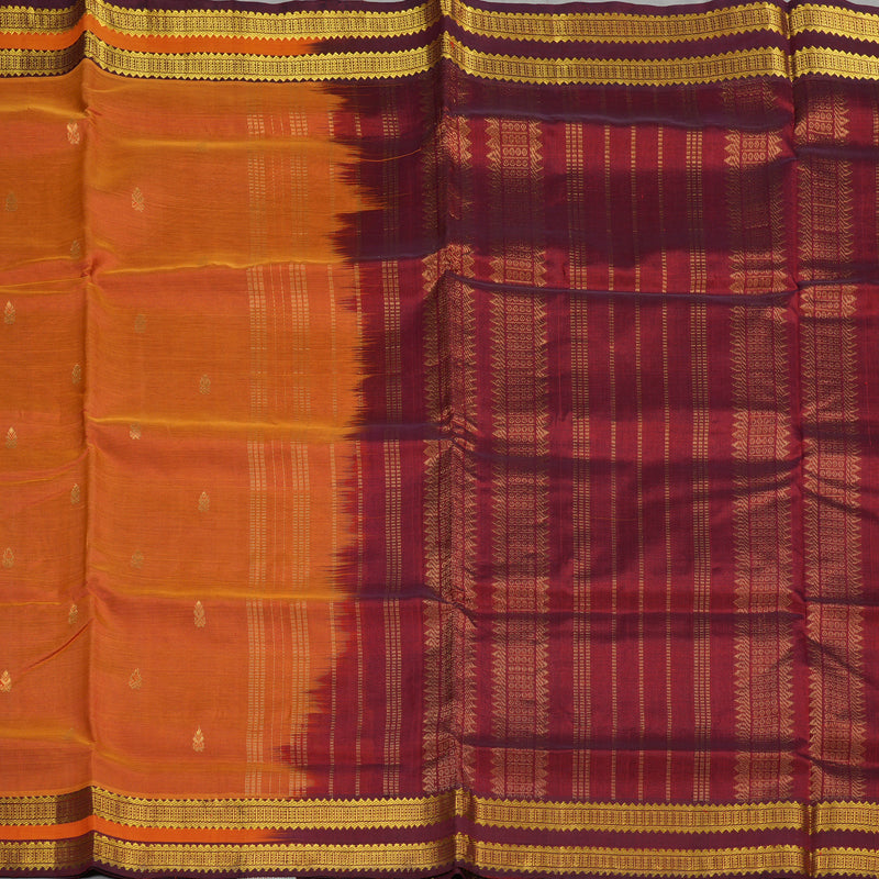 Hayagrivas Handloom Kanjivaram silk cotton saree in Dual tone with wine maroon KBE401E3-20