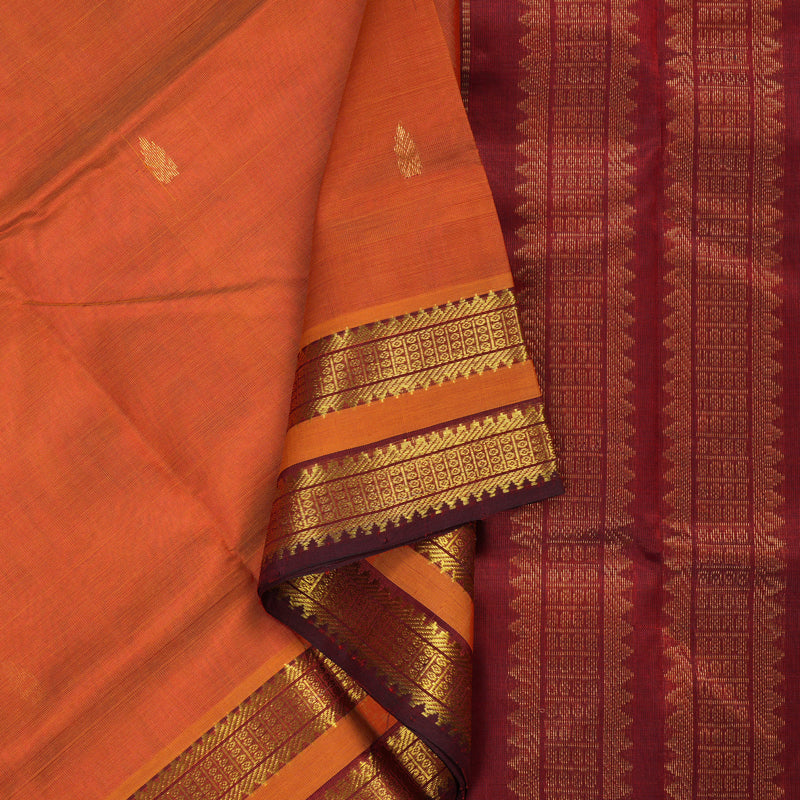 Hayagrivas Handloom Kanjivaram silk cotton saree in Dual tone with wine maroon KBE401E3-20