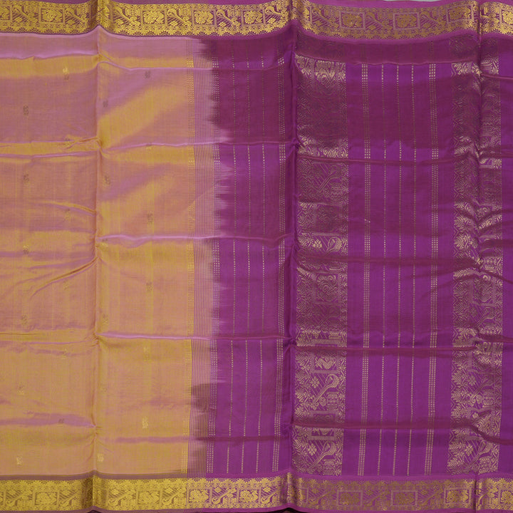 Hayagrivas Handloom Pure Silk Cotton Saree in Vibrant Dual Tone (Yellow with Pink) KBE401E3-22