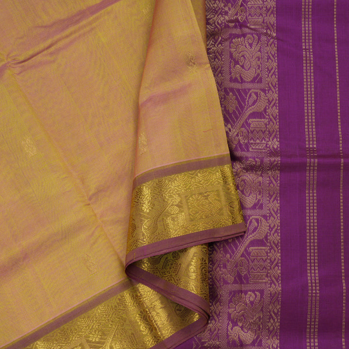 Hayagrivas Handloom Pure Silk Cotton Saree in Vibrant Dual Tone (Yellow with Pink) KBE401E3-22