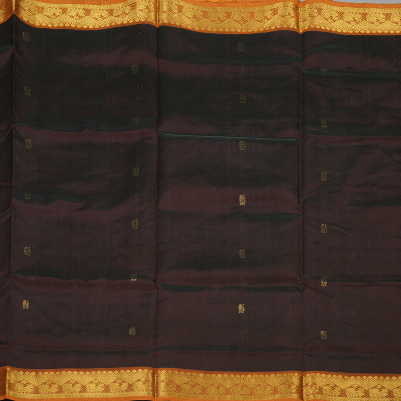 Hayagrivas Handloom Pure Silk Cotton Saree in Wine purple with Mango yellow  KBE401E3-28