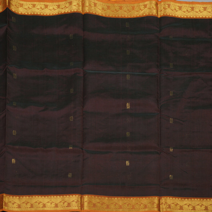 Hayagrivas Handloom Pure Silk Cotton Saree in Wine purple with Mango yellow  KBE401E3-28