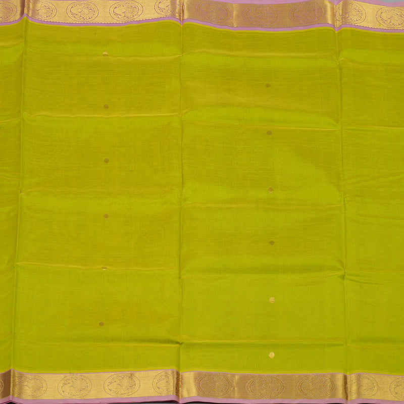 Hayagrivas Handloom Pure Silk Cotton Saree in Refreshing Lemon Green KBE401E3-32
