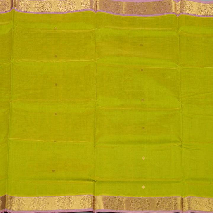 Hayagrivas Handloom Pure Silk Cotton Saree in Refreshing Lemon Green KBE401E3-32