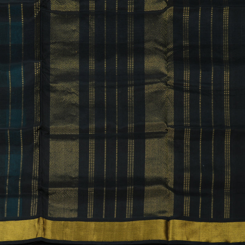 Hayagrivas Handloom Pure Silk Cotton Saree in Sophisticated Sky Blue With Black Checks KBE401E5-10
