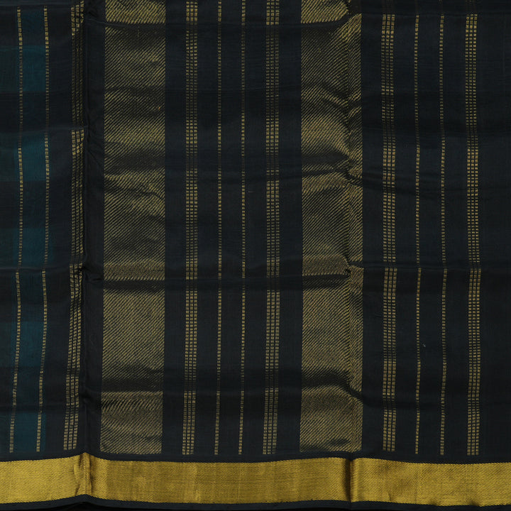 Hayagrivas Handloom Pure Silk Cotton Saree in Sophisticated Sky Blue With Black Checks KBE401E5-10