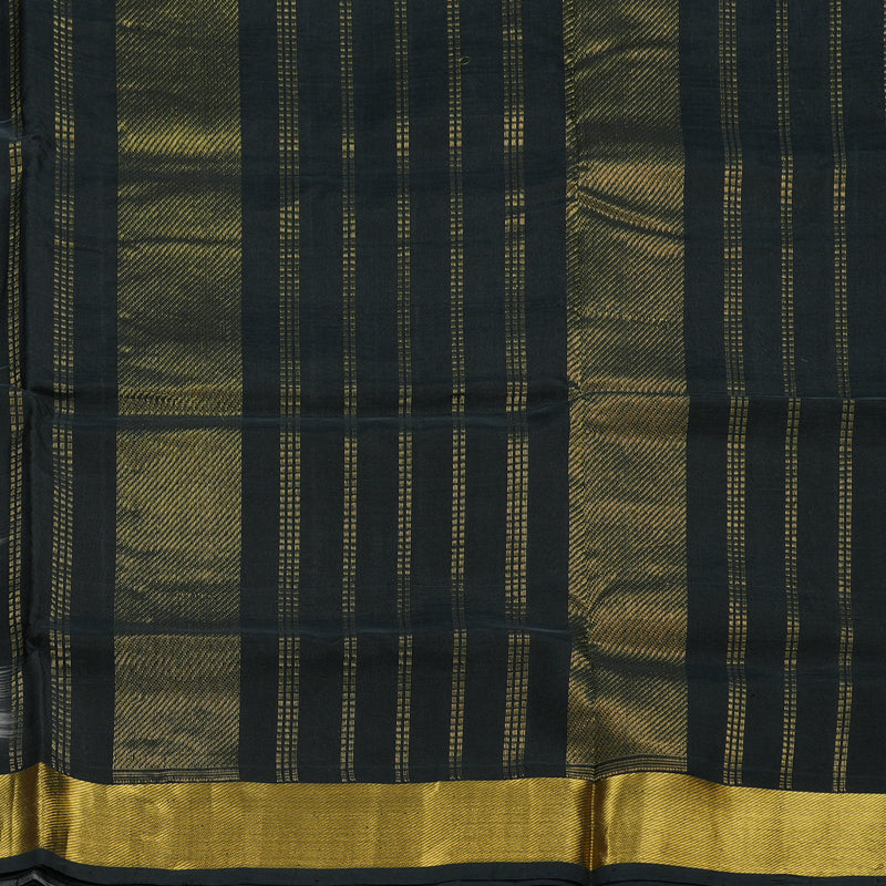 Hayagrivas Handloom kanjivaram silk cotton saree in black and white checks KBE401E5-18