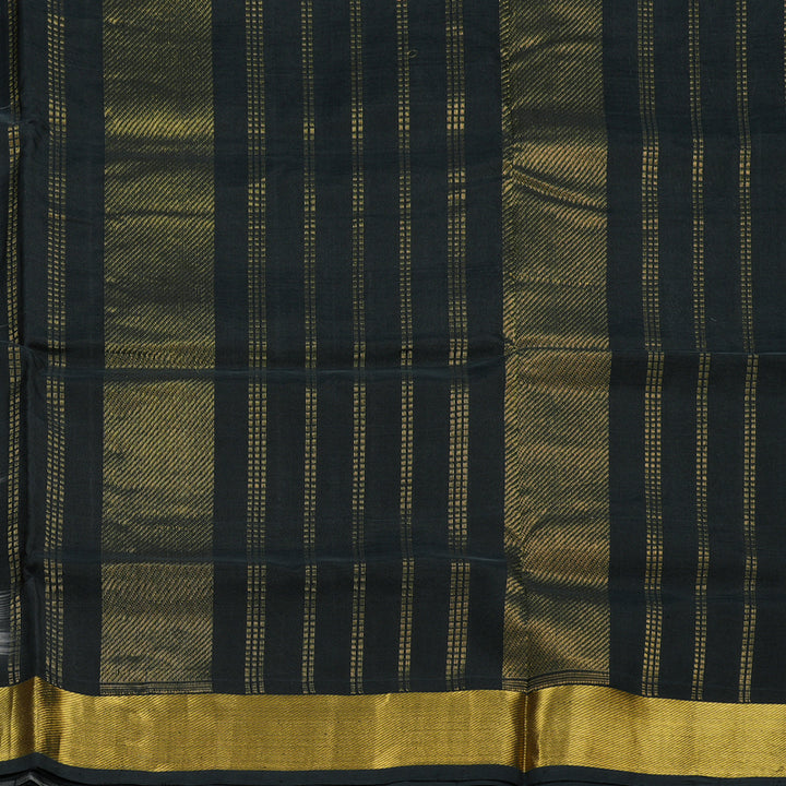 Hayagrivas Handloom kanjivaram silk cotton saree in black and white checks KBE401E5-18
