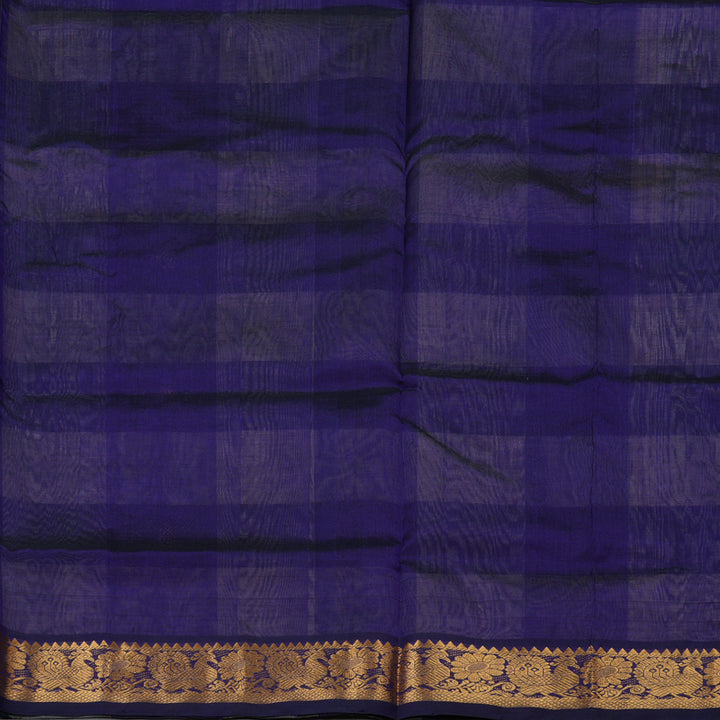 Hayagrivas Handloom Pure Silk Cotton Saree in Classic White with Blue Checks KBE401E5-6