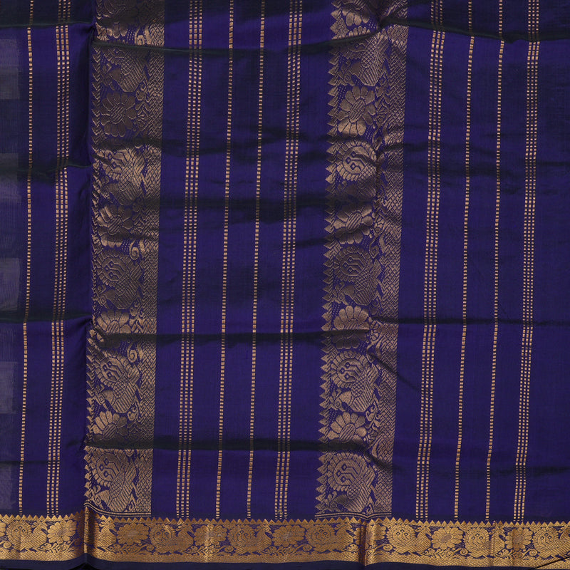 Hayagrivas Handloom Pure Silk Cotton Saree in Classic White with Blue Checks KBE401E5-6