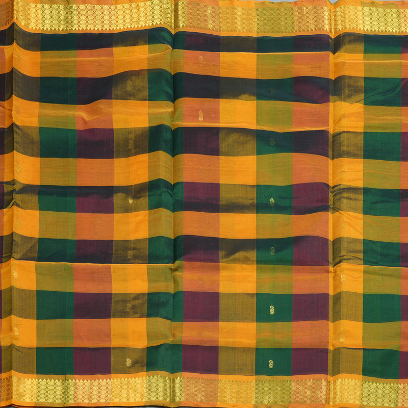 Hayagrivas Handloom Pure Silk Cotton Saree in Sophisticated Multi-Colour Checks KBE401E5-8