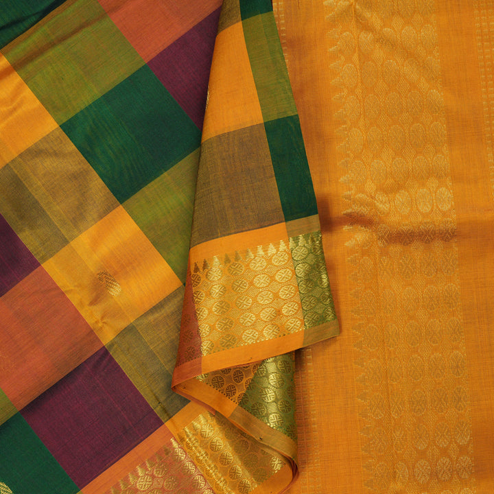 Hayagrivas Handloom Pure Silk Cotton Saree in Sophisticated Multi-Colour Checks KBE401E5-8