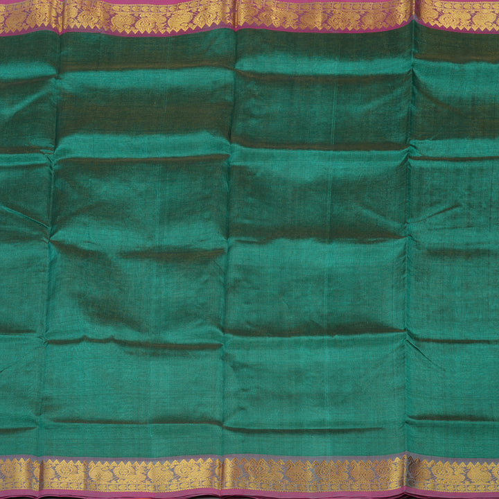 Hayagrivas Handloom Pure Silk Cotton Saree in Lustrous Teal Green KBE401E6-5