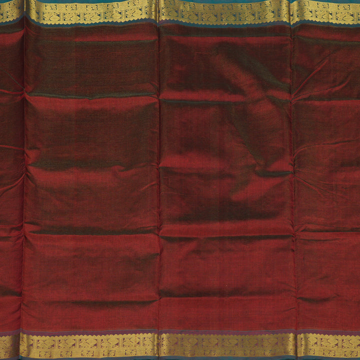 Hayagrivas Pure Silk Cotton Saree in Regal Deep Red with Dark green KBE401E6-6