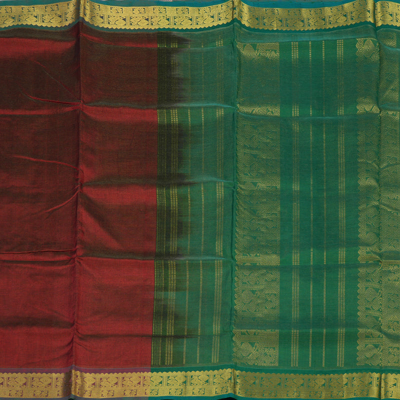 Hayagrivas Pure Silk Cotton Saree in Regal Deep Red with Dark green KBE401E6-6
