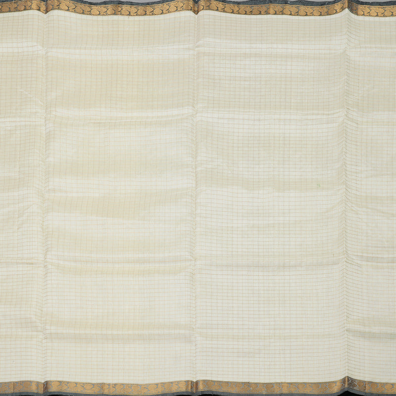 Hayagrivas Handloom Pure Silk Cotton Saree in Whimsical Half White KBE401E8-3