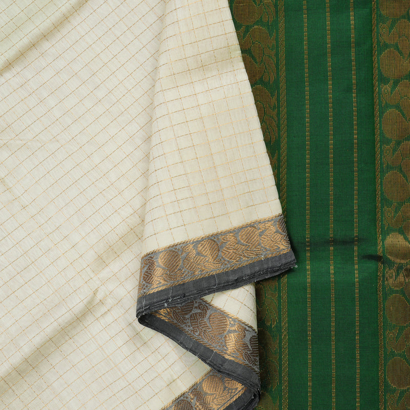 Hayagrivas Handloom Pure Silk Cotton Saree in Whimsical Half White KBE401E8-3