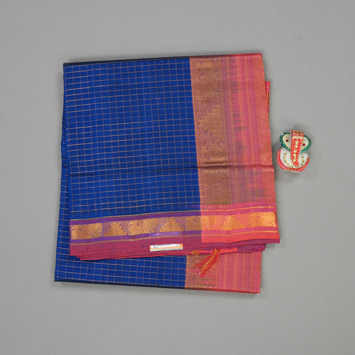 Hayagrivas Handloom Pure Silk Cotton saree in captivating Blue with Peach Pink KBE401E8-8