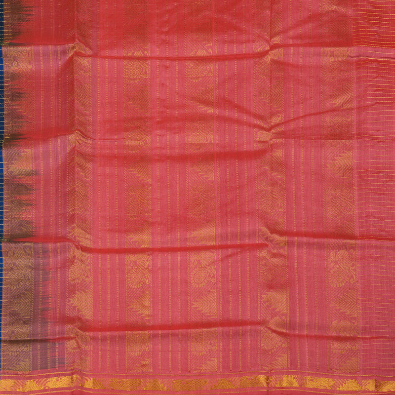 Hayagrivas Handloom Pure Silk Cotton saree in captivating Blue with Peach Pink KBE401E8-8