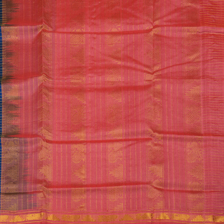 Hayagrivas Handloom Pure Silk Cotton saree in captivating Blue with Peach Pink KBE401E8-8