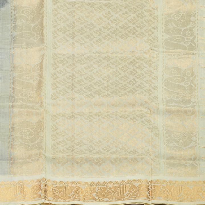 Hayagrivas Handloom Pure Silk Cotton Saree in Purplish Blue with Half white Jari Checks KBE401E9-6