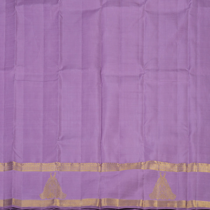 Hayagrivas Handloom Golden Yellow Kanjivaram Pattu Pavadai with Lavendar Border KBE408E8-1
