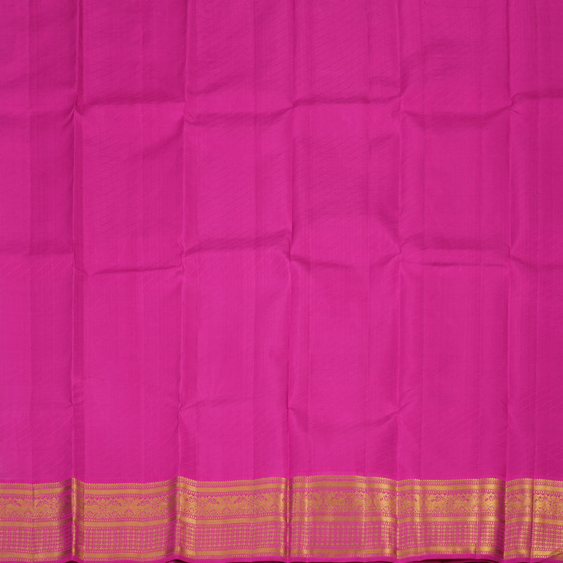 Hayagrivas Fluorescent Green Kanjivaram Pattu Pavadai with Rani pink border KBE408E9-1