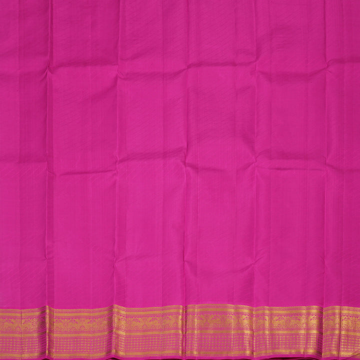 Hayagrivas Fluorescent Green Kanjivaram Pattu Pavadai with Rani pink border KBE408E9-1