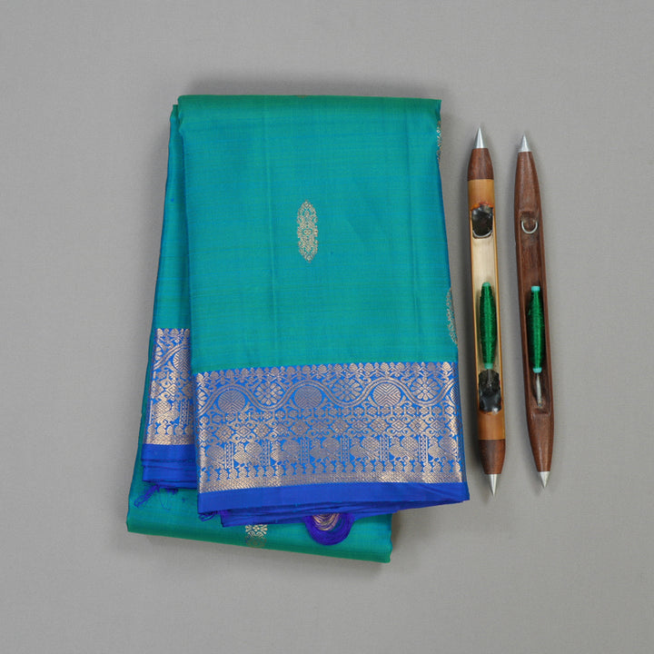 Hayagrivas Handloom Pure Kanjivaram Silk Saree in Sophisticated Sea Green KBE409E21-2