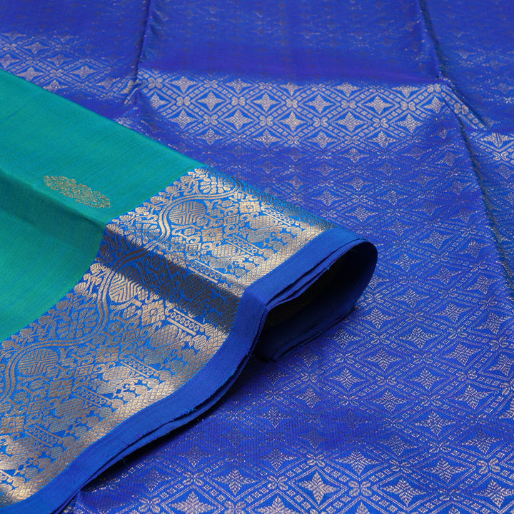 Hayagrivas Handloom Pure Kanjivaram Silk Saree in Sophisticated Sea Green KBE409E21-2